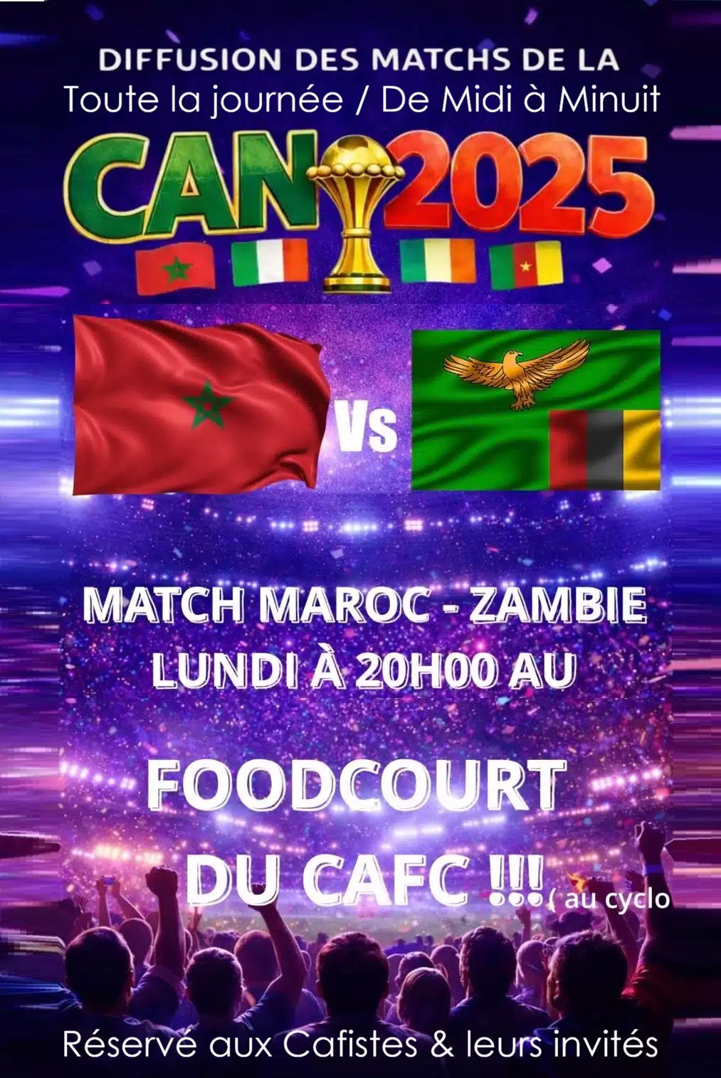 MAROC - ZAMBIE CAFC Affich 29 Bleue 25 décembre 2025 MAROC - ZAMBIE CAFC Affich 29 Bleue