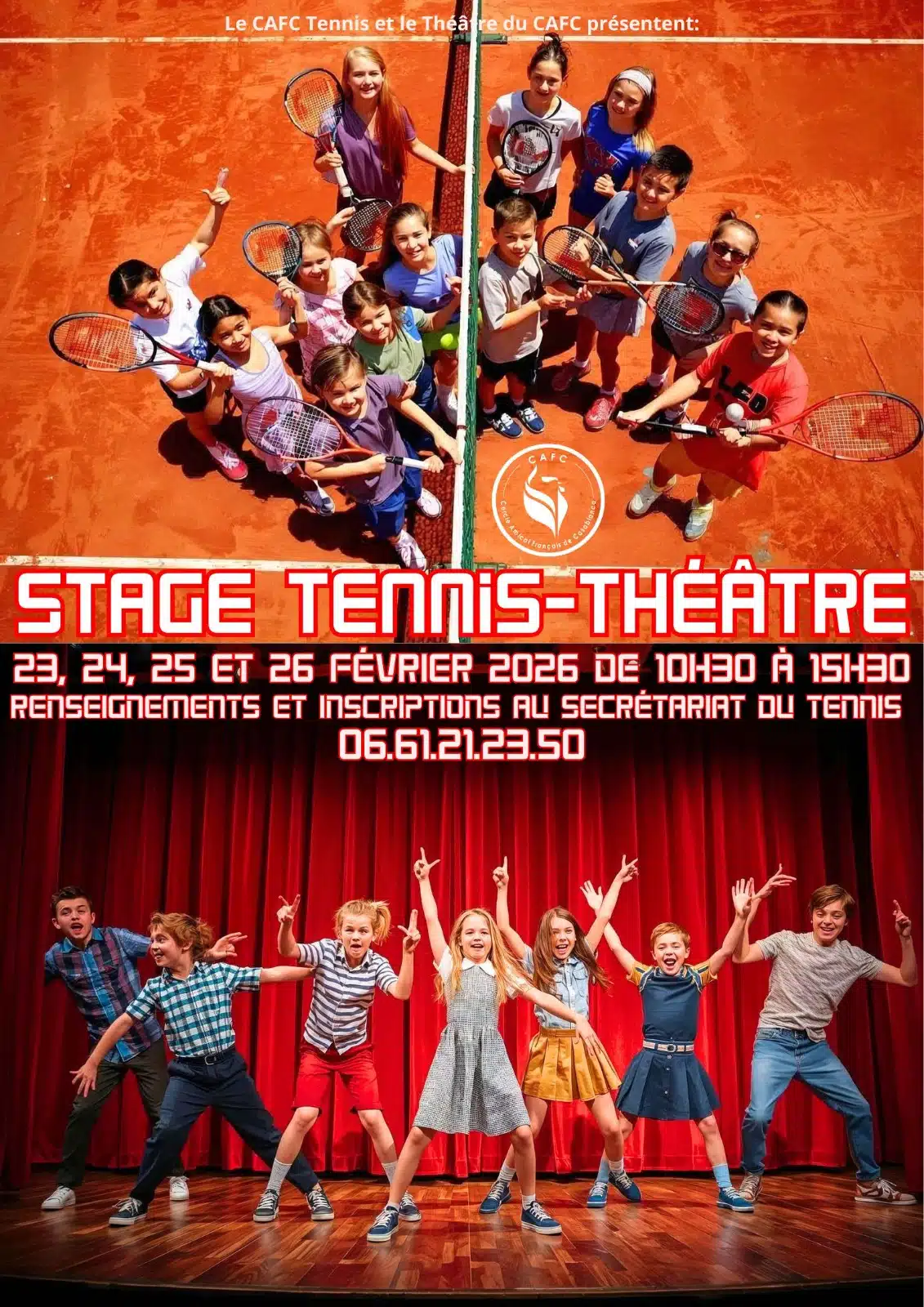 Stage THÉÂTRE-TENNIS CAFC Stage tennis 18 février 2026 Stage THÉÂTRE-TENNIS CAFC Stage tennis