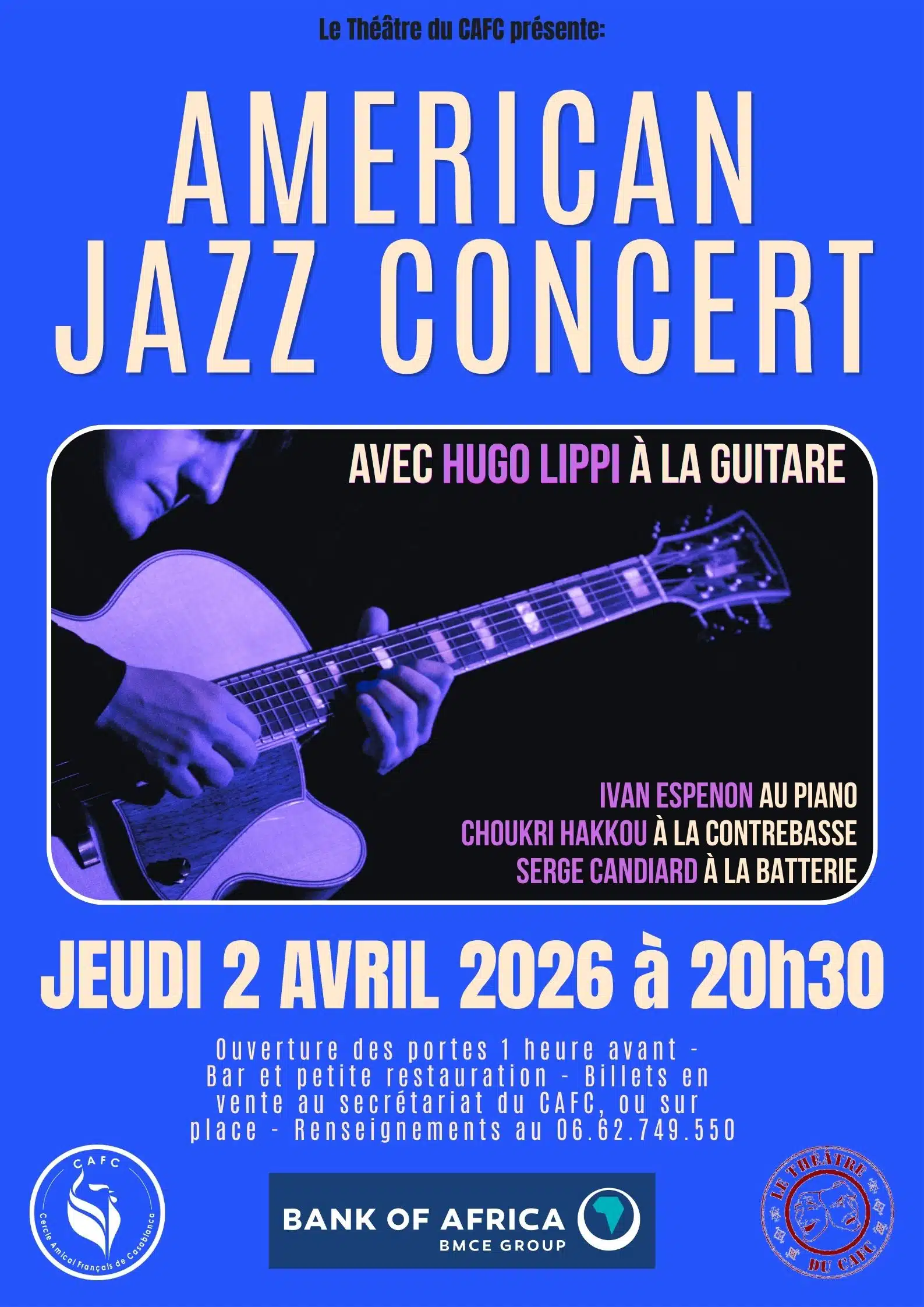 CONCERT de JAZZ CAFC Jazz Hugo LIPPI 20 mars 2026 CONCERT de JAZZ CAFC Jazz Hugo LIPPI