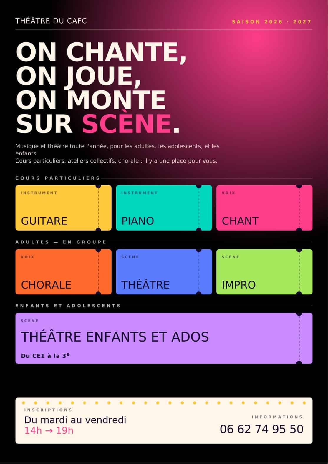Activités Théâtre 2026 / 2027 CAFC Theatre Rentree 2026 2027 24 août 2026 Activités Théâtre 2026 / 2027 CAFC Theatre Rentree 2026 2027